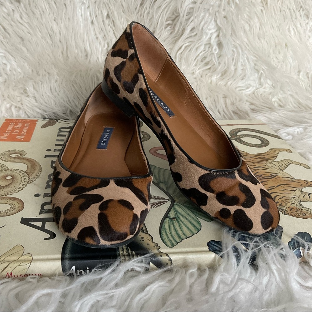MARGAUX LONNBERG Ponyhair Animal Print Flats